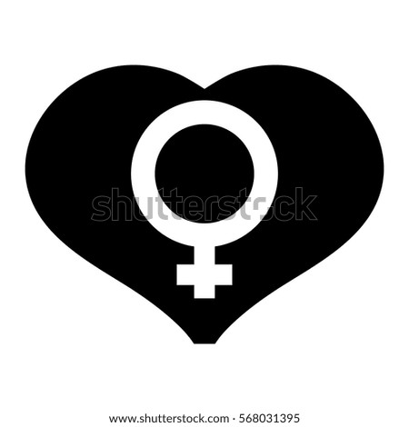 black heart with female symbol icon, vector illustration
