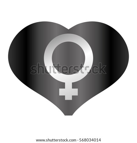 Shape heart with female symbol icon, vector illustration