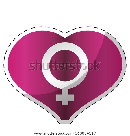Fucsia heart with female symbol icon, vector illustration