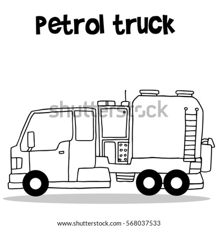 Hand draw of petrol truck transportation vector art