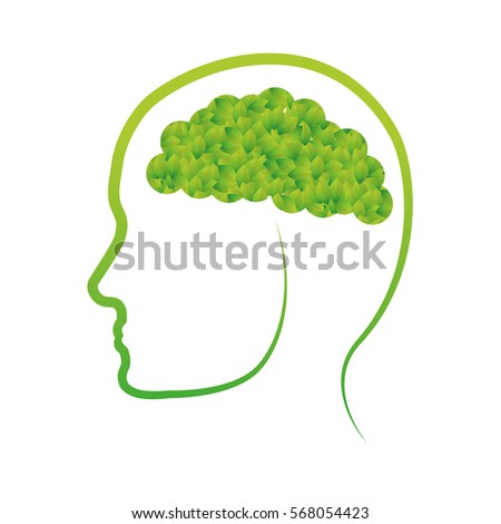 Green conscious brain icon design, vector illustration image