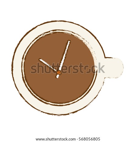 Brown plate with a chocolate clock inside, vector illustration icon