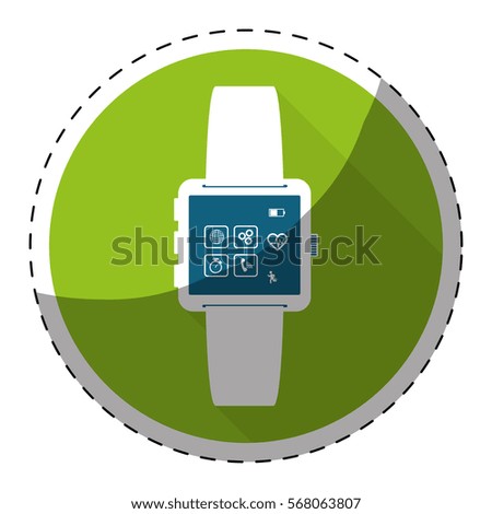 Green symbol smartwatch with aplications icon image, vector illustration