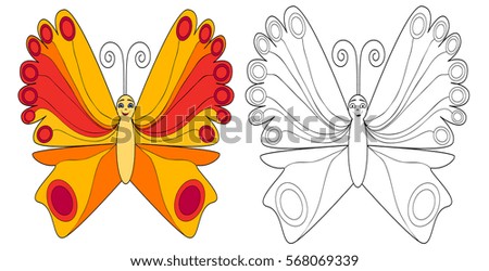 vector, coloring book, butterfly