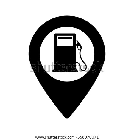Black signal of gas pump near, vector illustration icon