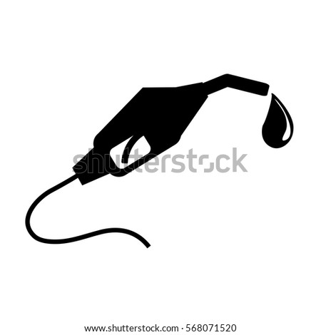 Black funnel oil nozzle with a drop of gasoline, vector illustration