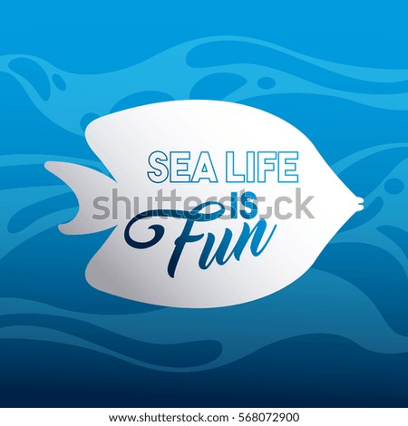 fish silhouette icon over sea background. sea life and marine concept. colorful design. vector illustration
