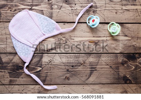 Baby shower concept on wood background