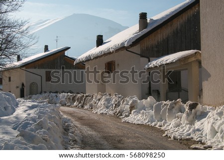 The road to Montefortino in the winter season