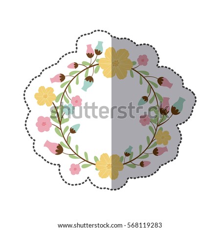 sticker circular arch with leaves and flowers