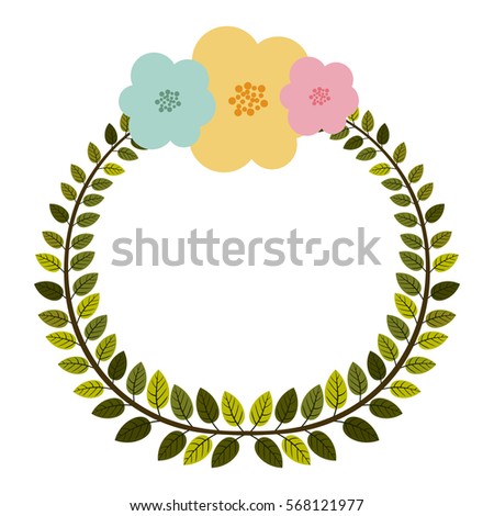colorful arch of leaves with pastel flowers