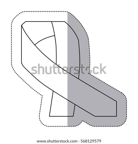 sticker contour with ribbon symbol of breast cancer