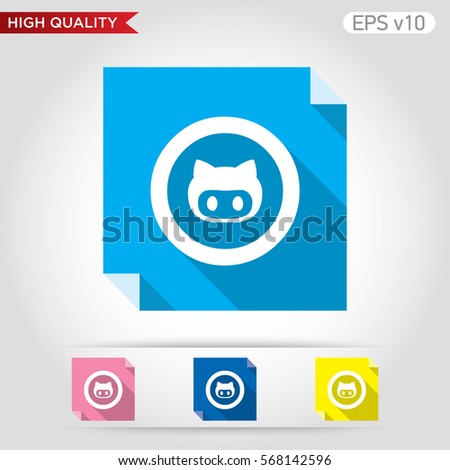 Colored icon or button of cat symbol with background