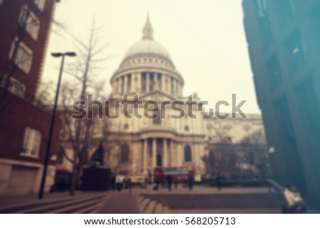 Defocused background of people at St. Paul Cathedral in London
