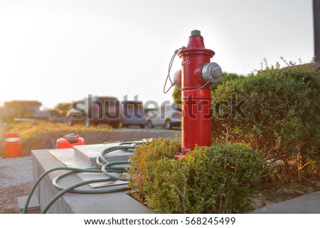 typical red fire hydrant. jeju city, South Korea