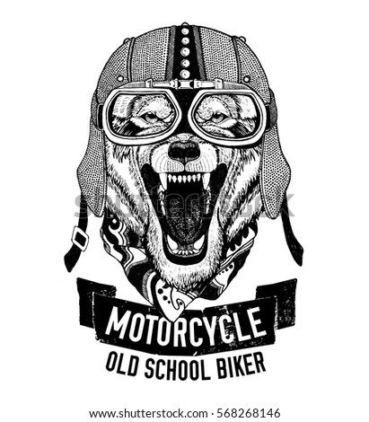 Wild WOLF for motorcycle, biker t-shirt Hand drawn image