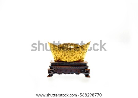 Chinese gold ingot is precious auspicious for occasion as happy chinese year.