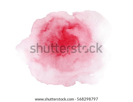 Hand painted pink watercolor splash on white background - artistic decoration or background Royalty-Free Stock Photo #568298797