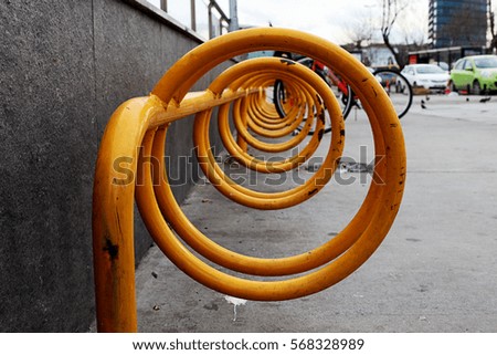 Yellow Bicycle parking area