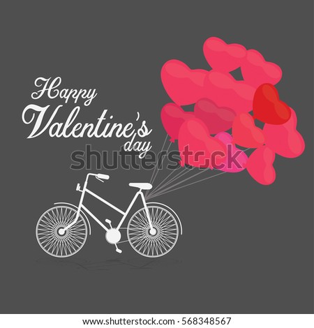 Valentine day flat icon with bicycle and heart