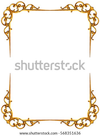 Golden frame isolated on white background -Clipping Path Royalty-Free Stock Photo #568351636