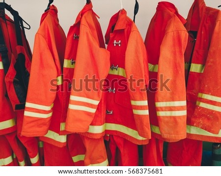 Firefighter Uniforms Hanging