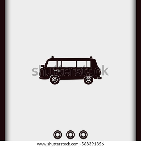 Retro travel van. Vintage transport icon.
