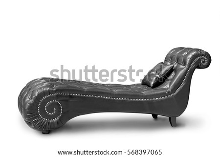 Black vintage sofa bed isolated on white background. This has clipping path.                                