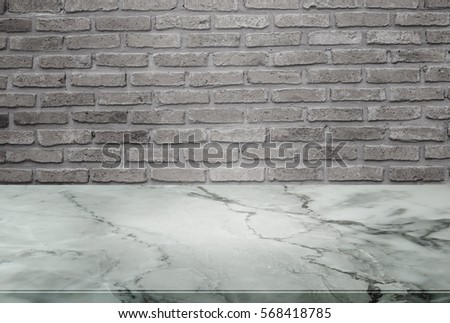Stone table top and background of old brick wall - can used for display or montage your products.