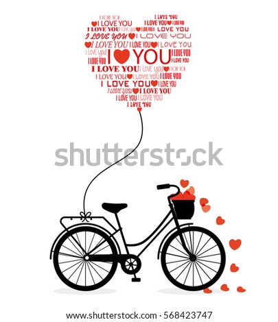 Great card for Valentine's Day. Cute bike with hearts.