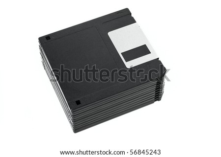 Stack of floppy disks isolated on white background