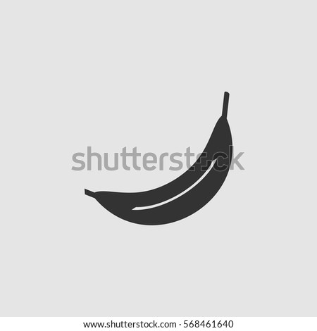 Banana icon flat. Black pictogram on grey background. Vector illustration symbol