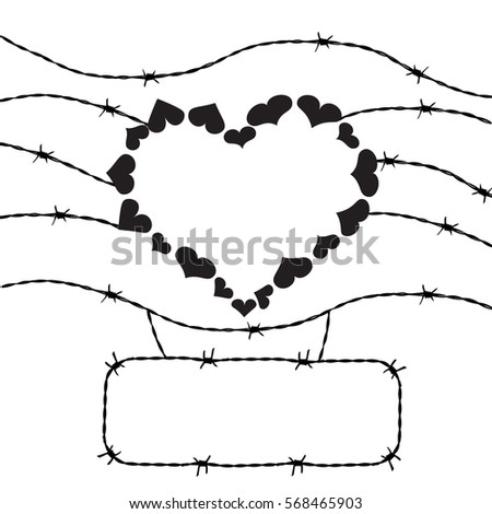 barbed wire heart prison. banner plate