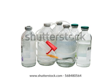 bottle with a solution for injection isolated on white background