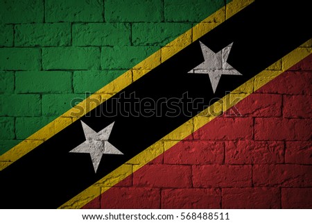 Flag with original proportions. Closeup of grunge flag of Saint Kitts and Nevis
