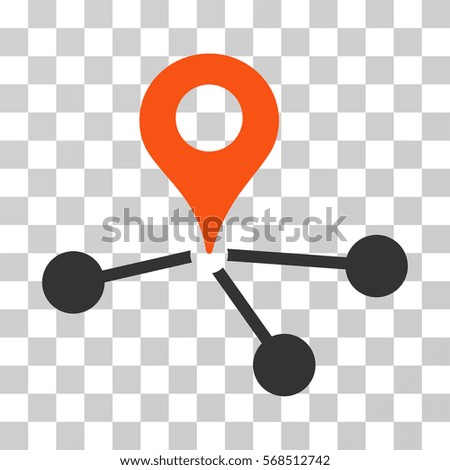 Geo Network icon. Vector illustration style is flat iconic bicolor symbol, orange and gray colors, transparent background. Designed for web and software interfaces.