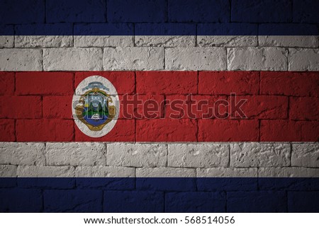 Flag with original proportions. Closeup of grunge flag of Costa Rica