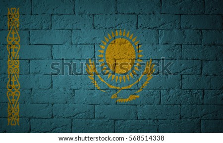 Flag with original proportions. Closeup of grunge flag of Kazakhstan