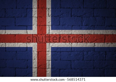 Flag with original proportions. Closeup of grunge flag of Iceland