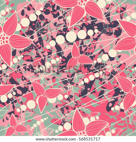 Abstract flowers seamless background of the lines. Vector illustration, Eps-8,