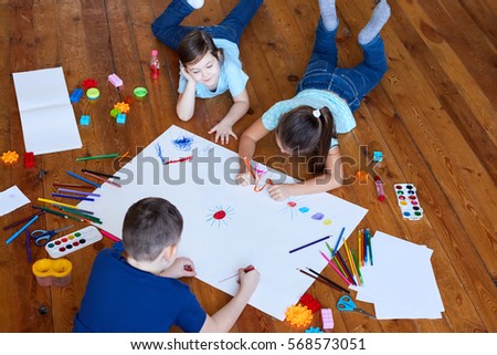 Children Drawing Together