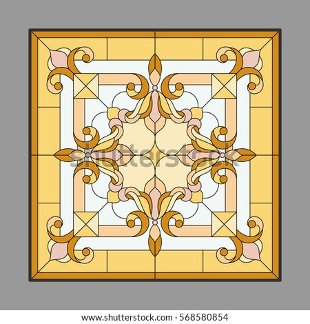 Ceiling classic - stained glass. Vector.