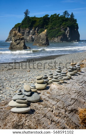 Stacked Rocks on Ruby Beach, Olympic National Park