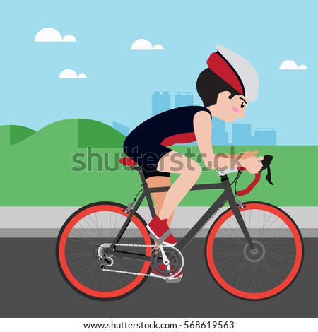 Cycling athletic sport vector cartoon illustration set