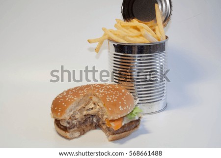 Great burger and cans with fries, increased
