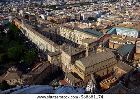 View on the Vatican museum and Sistine Chapel, Rome, Italy Royalty-Free Stock Photo #568681174