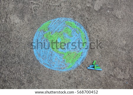  Earth with copy space (drawing with chalk)