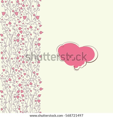 Romantic scrap booking template for happy Valentine's day card, wedding, party, invitation, greeting, label, postcard frame. Vector illustration in abstract style