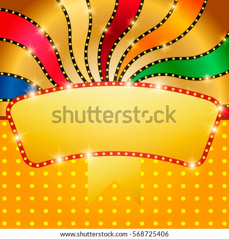 Retro banner on colorful shining background. Vector illustration