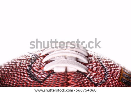  American football ball close up on white background and place for text